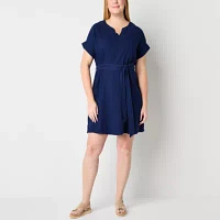 St. John's Bay Womens Short Sleeve Shift Dress Tall