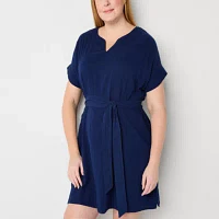 St. John's Bay Womens Short Sleeve Shift Dress Tall