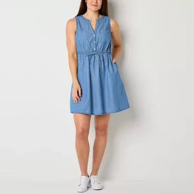 St. John's Bay Womens Sleeveless Floral Shift Dress Tall