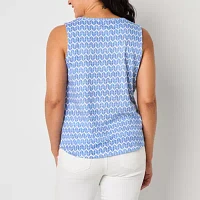 St. John's Bay Womens Tall Keyhole Neck Sleeveless Tank Top