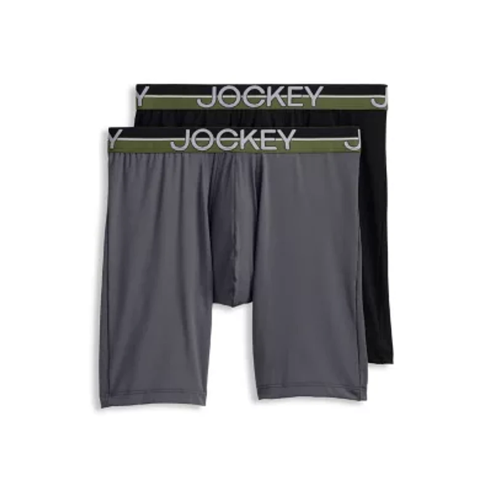 Jockey Infinite Cool Microfiber Stretch Big Mens 2 Pack Long Leg Boxer Briefs