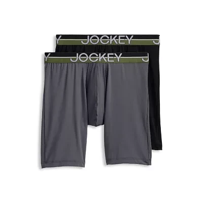 Jockey Infinite Cool Microfiber Stretch Big Mens 2 Pack Long Leg Boxer Briefs