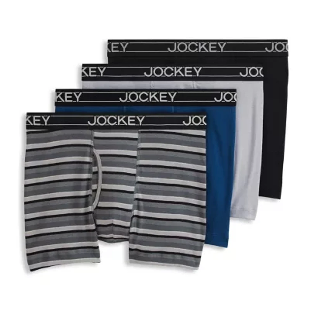 Jockey Lightweight Cotton Blend Mens 4 Pack Boxer Briefs