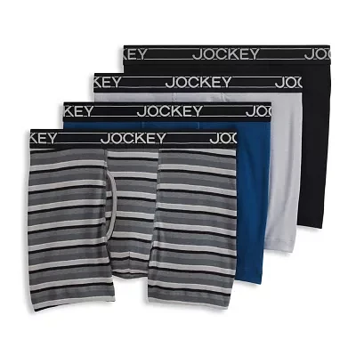 Jockey Lightweight Cotton Blend Mens 4 Pack Boxer Briefs