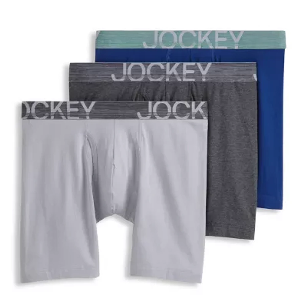 Jockey Activestretch Mens 3 Pack Long Leg Boxer Briefs