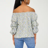 Sam And Jess Womens Off Shoulder Balloon Sleeve Blouse