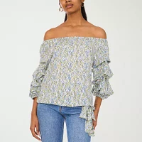 Sam And Jess Womens Off Shoulder Balloon Sleeve Blouse
