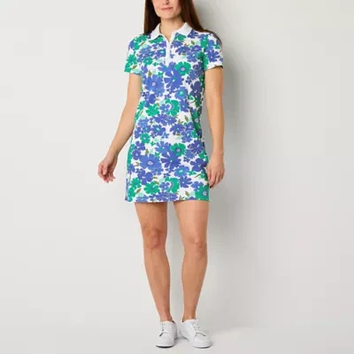 St. John's Bay Womens Short Sleeve Floral Polo Dress