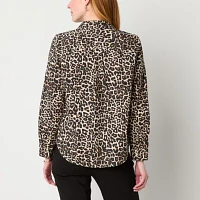 Liz Claiborne Womens Long Sleeve Regular Fit Button-Down Shirt