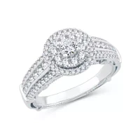 Womens 1 CT. T.W. Natural Diamond 10K White Gold Round Engagement Ring