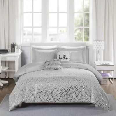 Intelligent Design Liv Metallic Triangle Print Comforter Set with decorative pillows