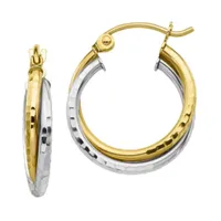 10K Two Tone Gold 19mm Hoop Earrings