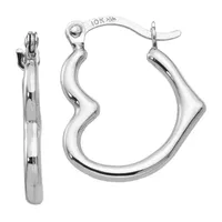 10K White Gold 16mm Heart Hoop Earrings