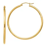 10K Gold 37mm Round Hoop Earrings