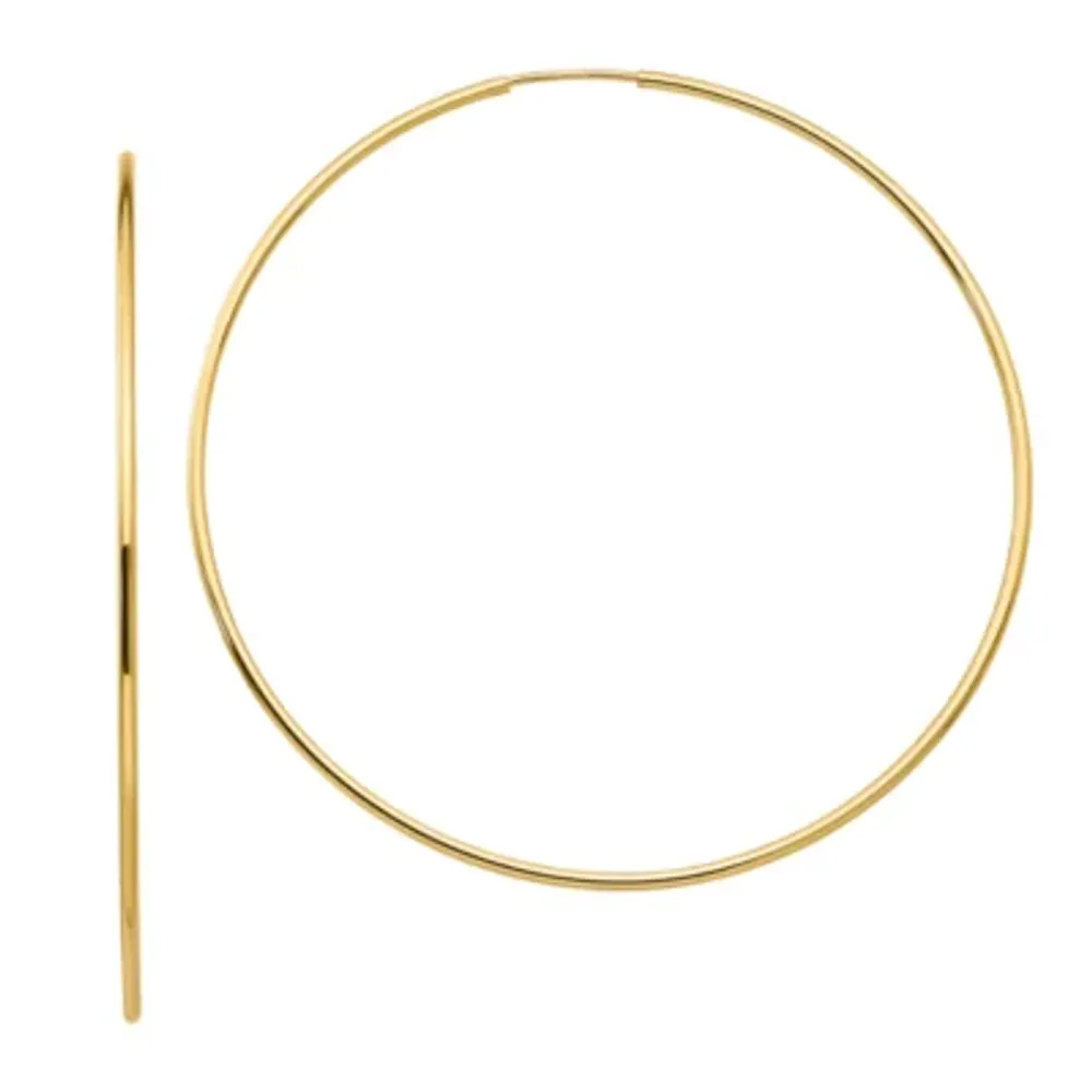 10K Gold 64mm Round Hoop Earrings