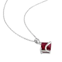 Womens Red Lab Created Ruby Sterling Silver Pendant Necklace