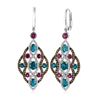 Le Vian® Grand Sample Sale™ Earrings featuring Deep Sea Blue Topaz™ Raspberry Rhodolite® Chocolate Diamonds® Vanilla Diamonds® set in 14K Vanilla Gold®