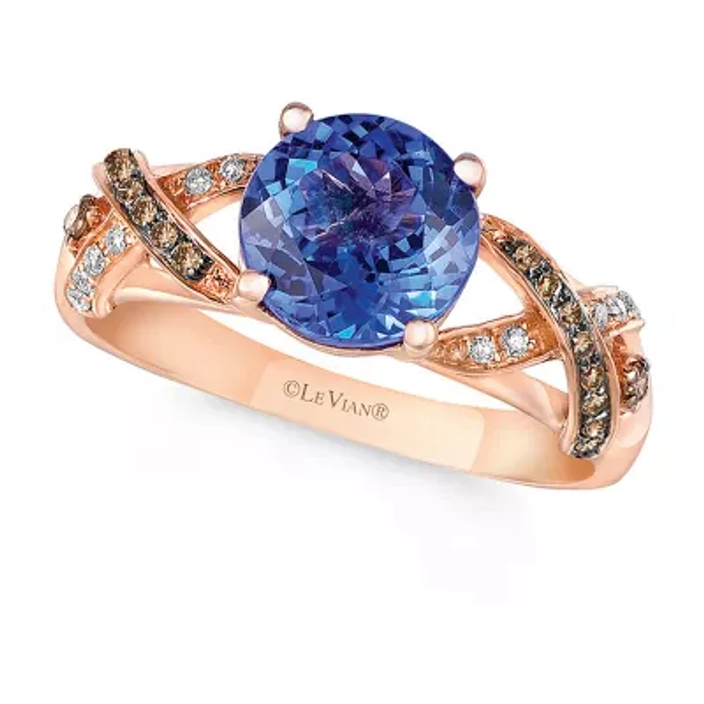 LIMITED QUANTITIES! Le Vian Grand Sample Sale™ Ring featuring Blueberry Tanzanite® Chocolate Diamonds® Vanilla Diamonds® set in 14K Strawberry Gold®