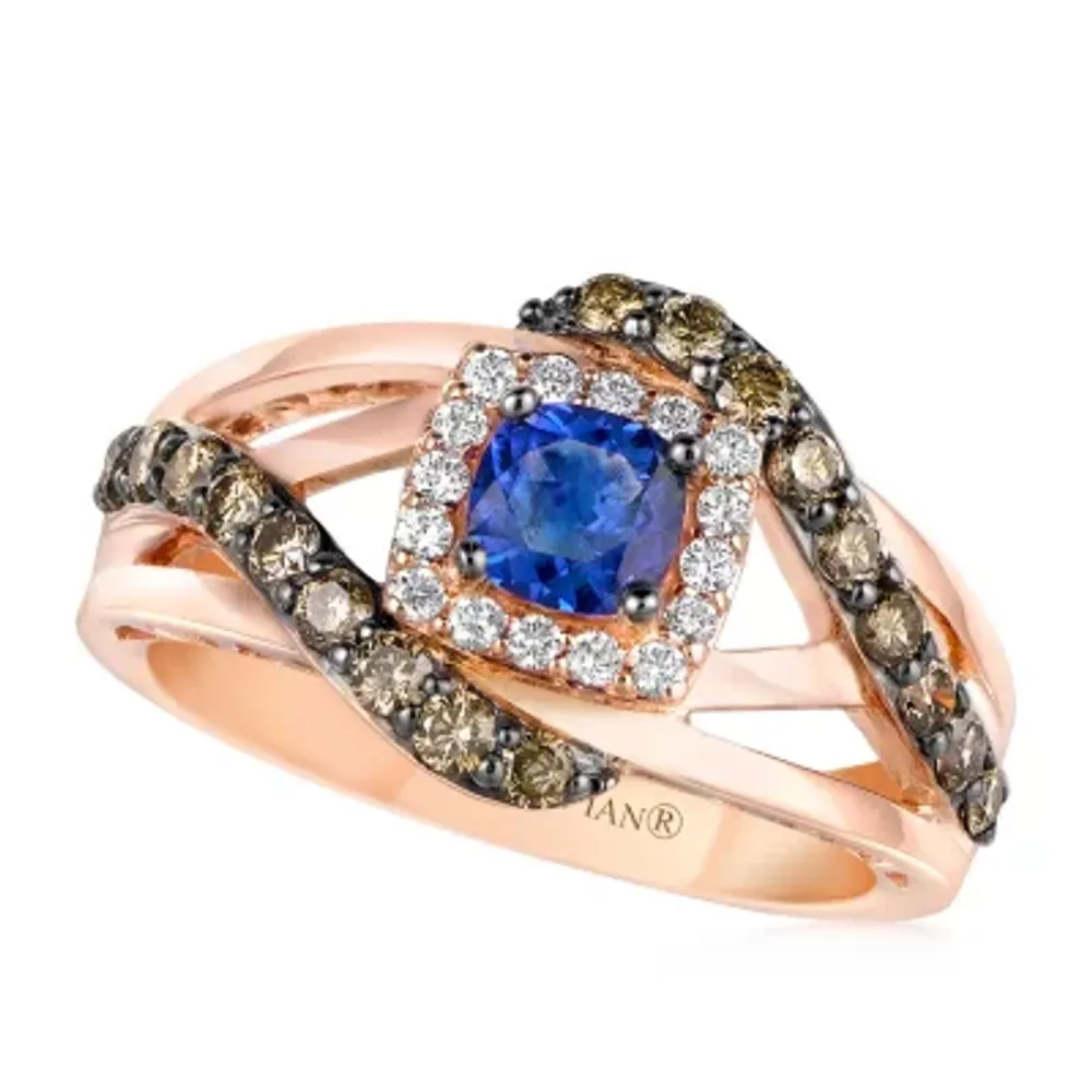 Le Vian® Grand Sample Sale™ Ring featuring Blueberry Tanzanite® Chocolate Diamonds® Vanilla Diamonds® set in 14K Strawberry Gold®