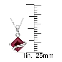 Womens Red Lab Created Ruby Sterling Silver Pendant Necklace