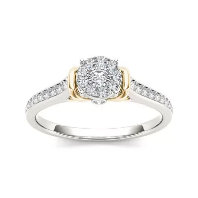 1/3 CT.T.W. Natural Diamond 10K Two-Tone Gold Engagement Ring