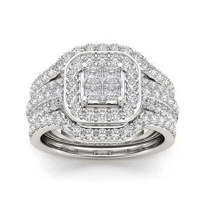 1 3/4 CT.T.W. Natural Diamond 10K White Gold Bridal Set