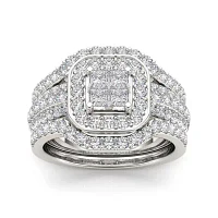 1 3/4 CT.T.W. Natural Diamond 10K White Gold Bridal Set