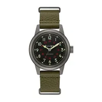 Bulova Classic Mens Green Leather Strap Watch 98a255