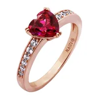 Womens 1 1/10 CT. T.W.  Multi Color Cubic Zirconia 14K Rose Gold Over Silver Heart Engagement Ring