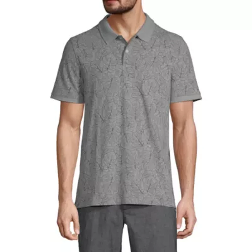 St. John's Bay Premium Stretch Novelty Print Mens Short Sleeve Polo Shirt