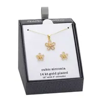 Sparkle Allure 2-pc. Cubic Zirconia 14K Gold Over Brass Flower Jewelry Set