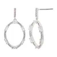 Sparkle Allure Cubic Zirconia Pure Silver Over Brass Oval Drop Earrings