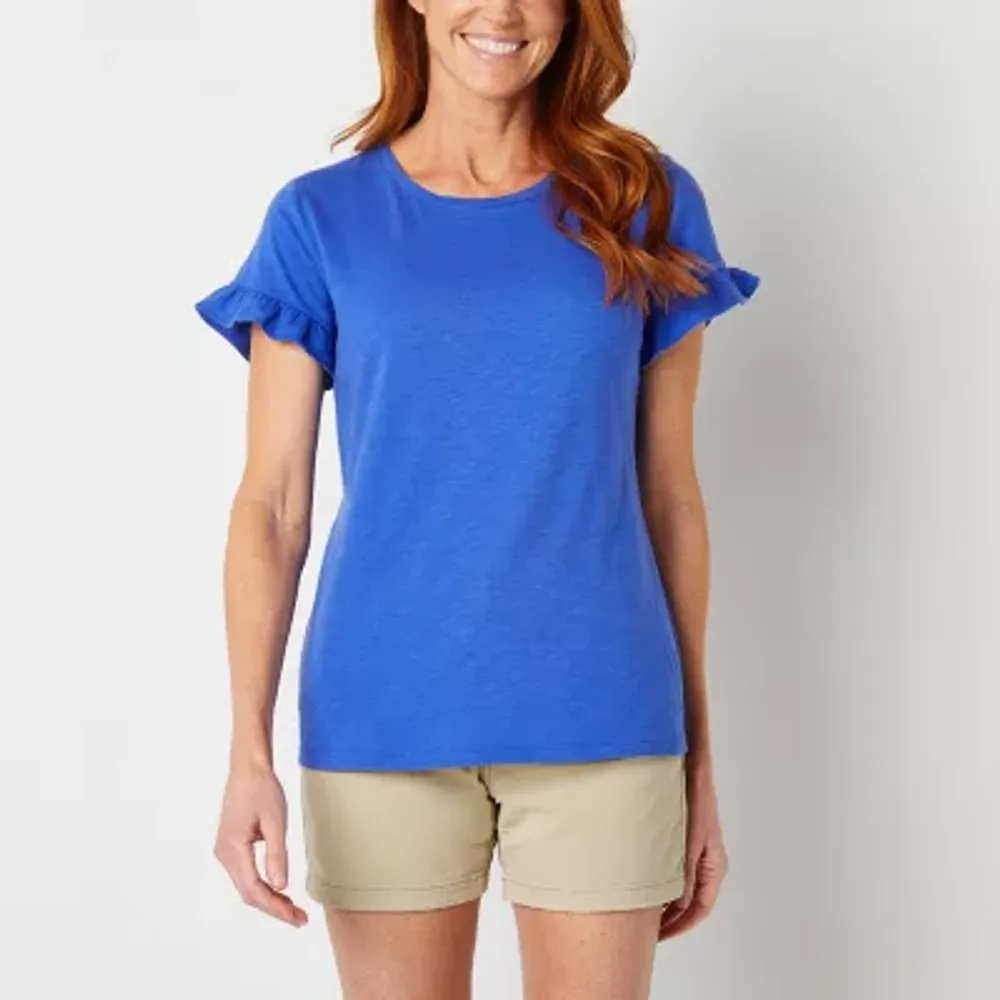 St. John's Bay Womens Tall Round Neck Short Sleeve T-Shirt