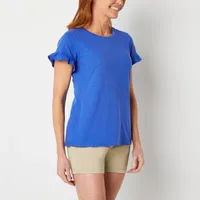 St. John's Bay Womens Tall Round Neck Short Sleeve T-Shirt