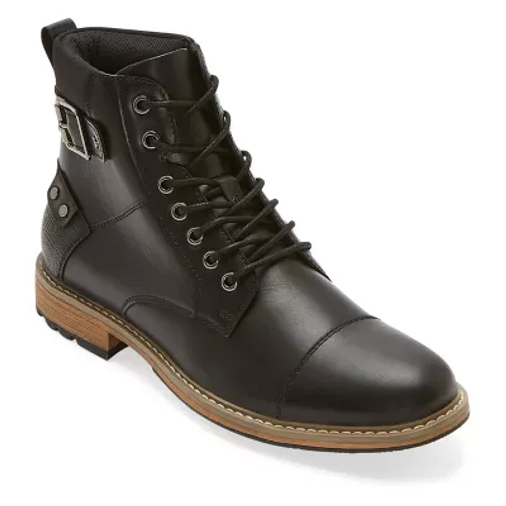 J. Ferrar Mens Slate Block Heel Lace Up Boots