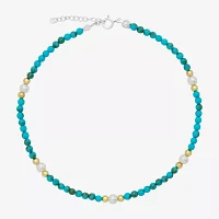 Itsy Bitsy Turquoise Sterling Silver 10 Inch Bead Round Ankle Bracelet