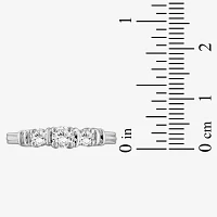 Womens 1 CT. T.W. White Cubic Zirconia Sterling Silver 3-Stone Promise Ring