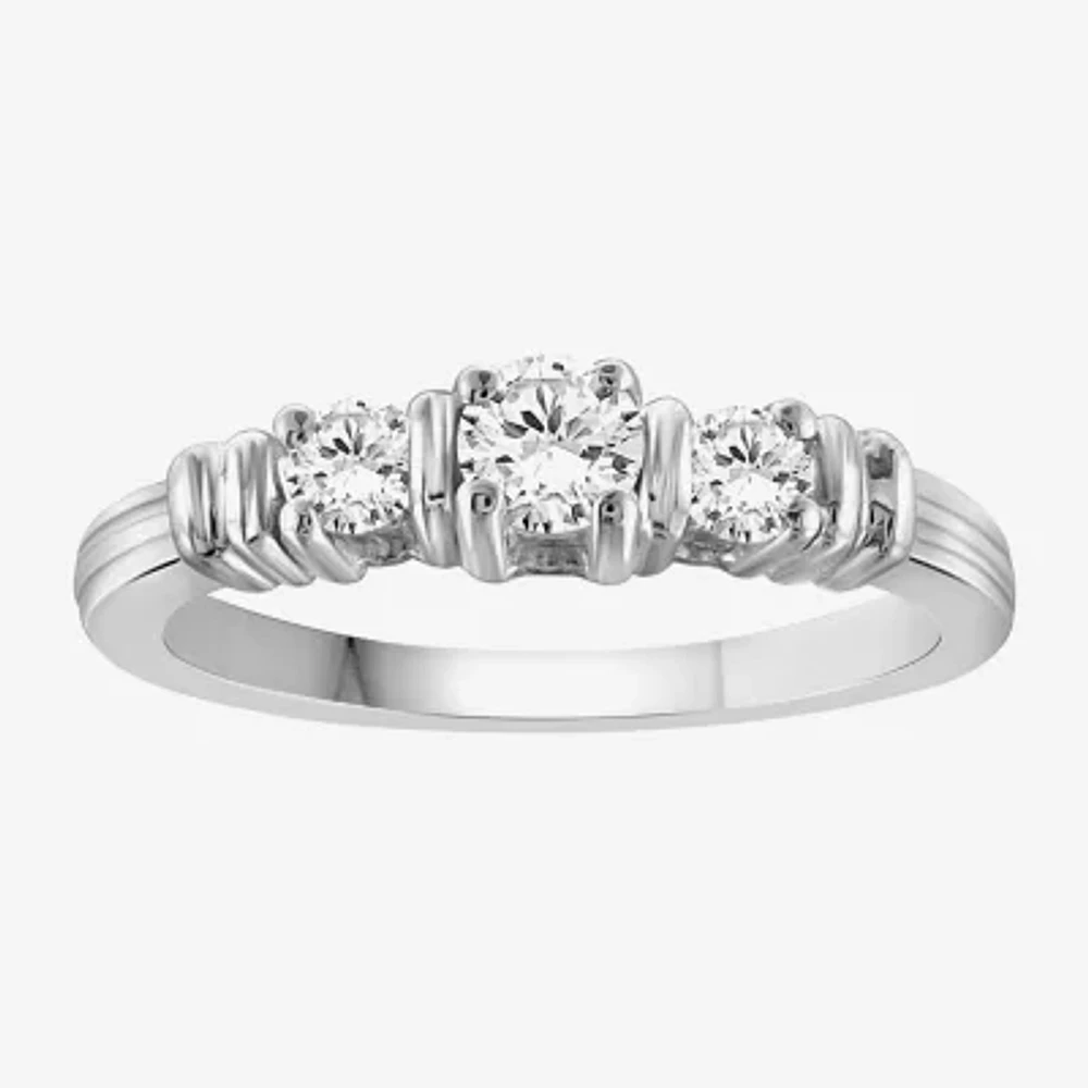 Womens 1 CT. T.W. White Cubic Zirconia Sterling Silver 3-Stone Promise Ring