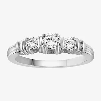 Womens 1 CT. T.W. White Cubic Zirconia Sterling Silver 3-Stone Promise Ring