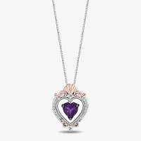 Enchanted Disney Fine Jewelry Womens 1/8 CT. T.W. Genuine Purple Amethyst 14K Rose Gold Over Silver Ariel The Little Mermaid Pendant Necklace