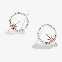 Star Wars Fine Jewelry Guardians Of Light 1/10 CT. Natural White Diamond 10K Rose Gold Sterling Silver 14.2mm Circle Star Wars Stud Earrings