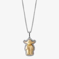 Star Wars Fine Jewelry Yoda Womens 1/10 CT. Natural White Diamond 10K Gold Sterling Silver Star Wars Pendant Necklace