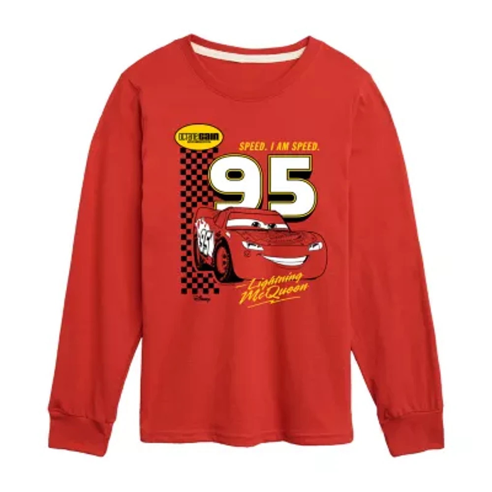 Disney Collection Little & Big Boys Crew Neck Long Sleeve Cars Graphic T-Shirt