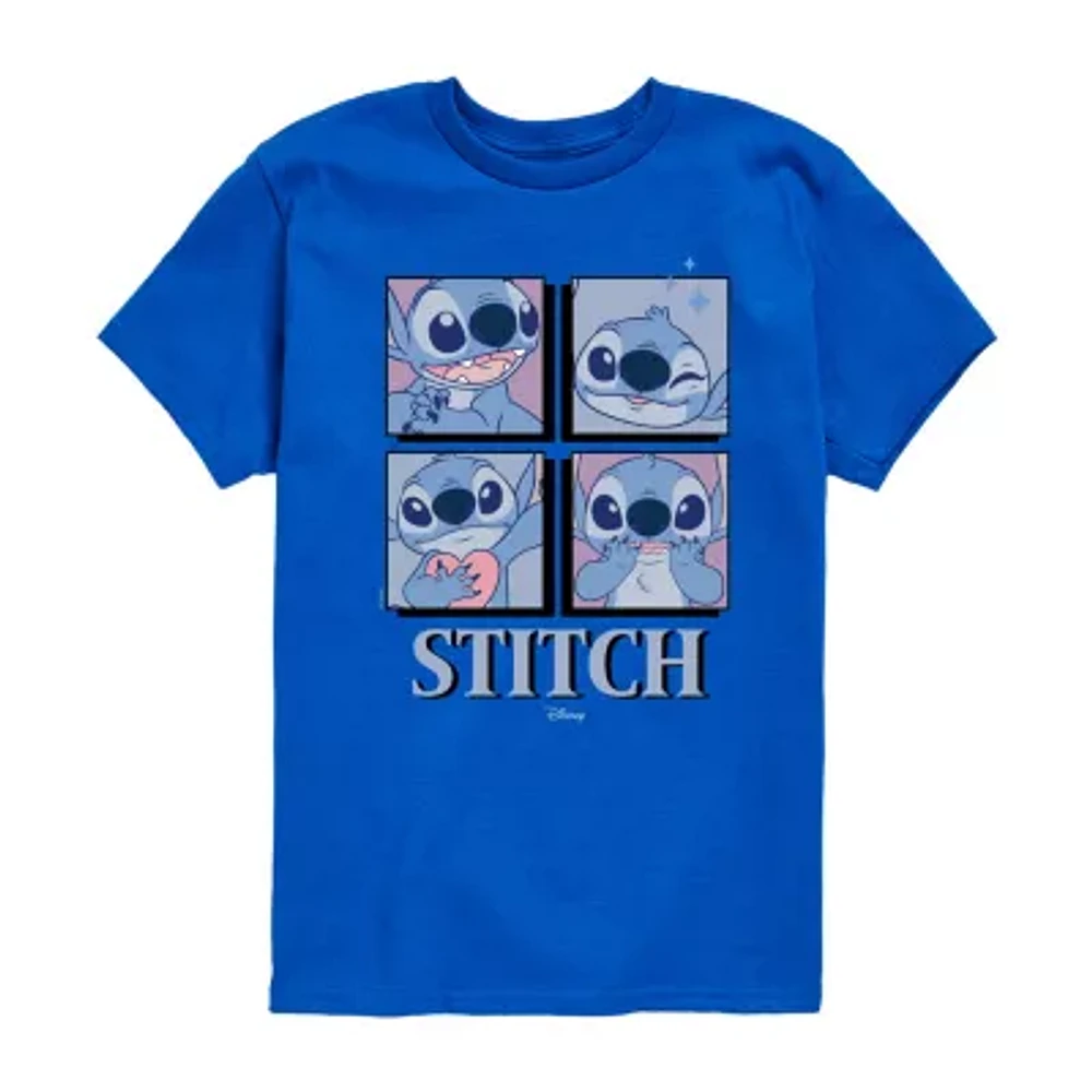 Disney Collection Little & Big Boys Crew Neck Short Sleeve Stitch Graphic T-Shirt