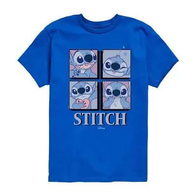 Disney Collection Little & Big Boys Crew Neck Short Sleeve Stitch Graphic T-Shirt