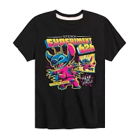 Disney Collection Little & Big Boys Crew Neck Short Sleeve Stitch Graphic T-Shirt