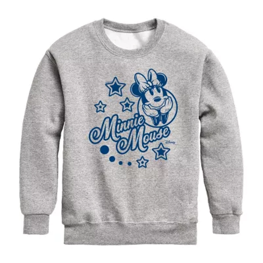 Disney Collection Little & Big Girls Crew Neck Long Sleeve Minnie Mouse Graphic T-Shirt