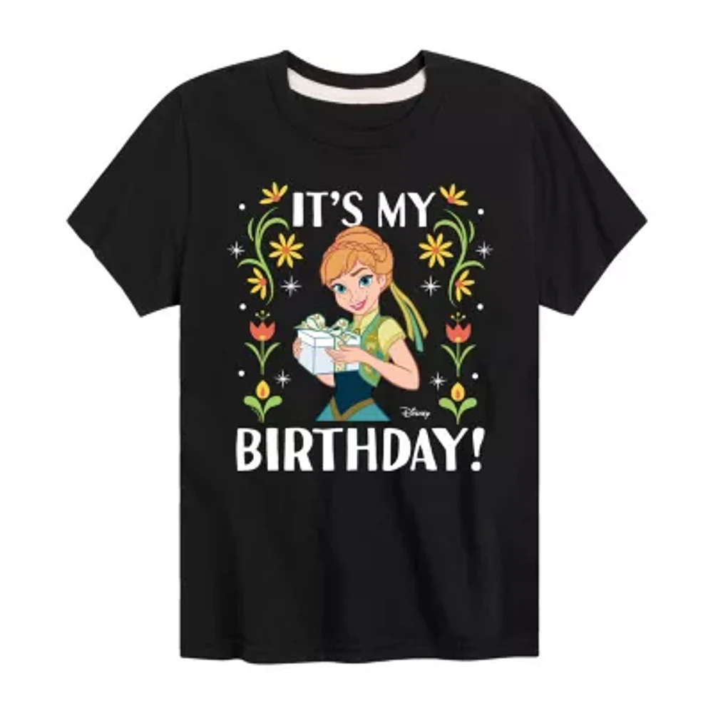 Disney Collection Little & Big Girls Crew Neck Short Sleeve Frozen Graphic T-Shirt