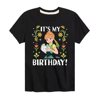 Disney Collection Little & Big Girls Crew Neck Short Sleeve Frozen Graphic T-Shirt