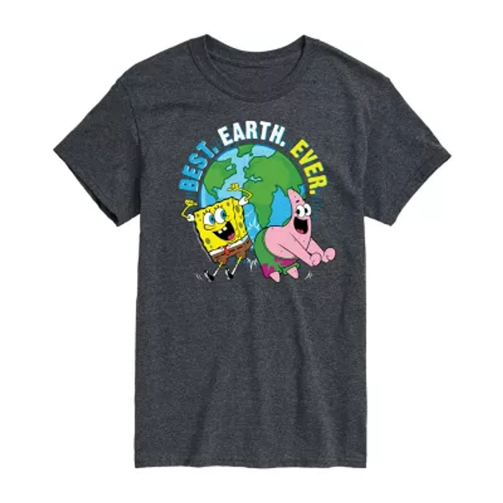 Mens Short Sleeve Spongebob Earth Day Graphic T-Shirt